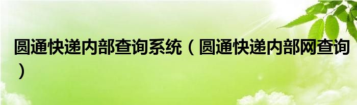 圆通快递内部查询系统（圆通快递内部网查询）