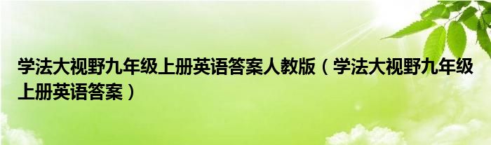 学法大视野九年级上册英语答案人教版（学法大视野九年级上册英语答案）