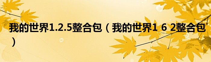 我的世界1.2.5整合包（我的世界1 6 2整合包）