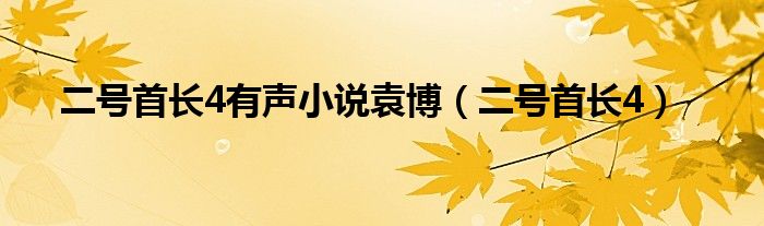 二号首长4有声小说袁博（二号首长4）