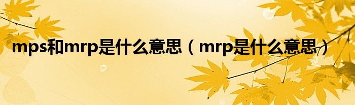 mps和mrp是什么意思（mrp是什么意思）