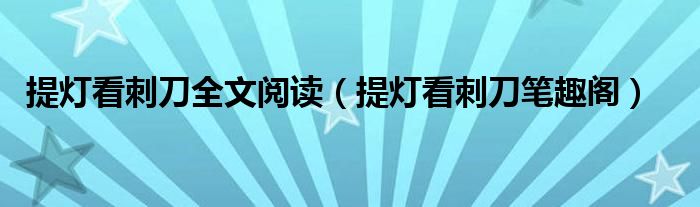 提灯看刺刀全文阅读（提灯看刺刀笔趣阁）