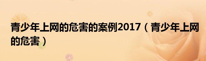 青少年上网的危害的案例2017（青少年上网的危害）