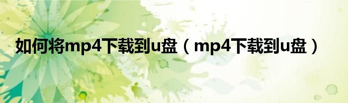 如何将mp4下载到u盘（mp4下载到u盘）