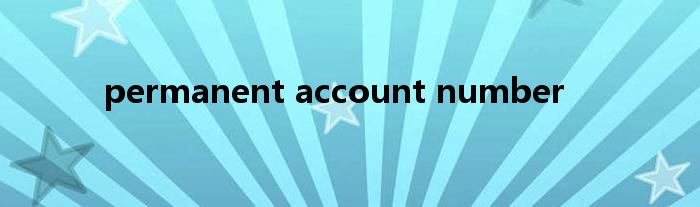 permanent account number