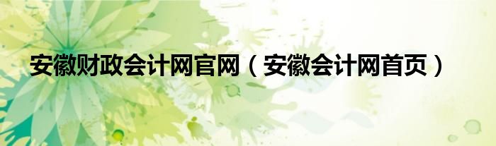 安徽财政会计网官网（安徽会计网首页）