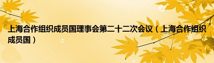 上海合作组织成员国理事会第二十二次会议（上海合作组织成员国）