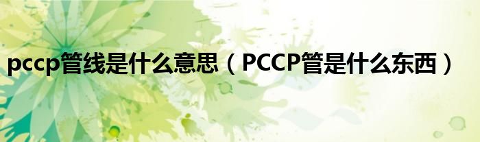 pccp管线是什么意思（PCCP管是什么东西）