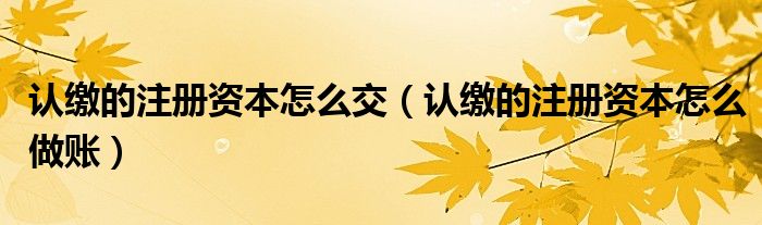 认缴的注册资本怎么交（认缴的注册资本怎么做账）