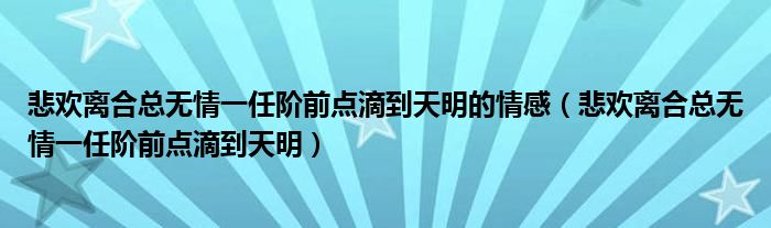 悲欢离合总无情一任阶前点滴到天明的情感（悲欢离合总无情一任阶前点滴到天明）