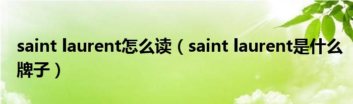 saint laurent怎么读（saint laurent是什么牌子）