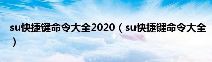 su快捷键命令大全2020（su快捷键命令大全）