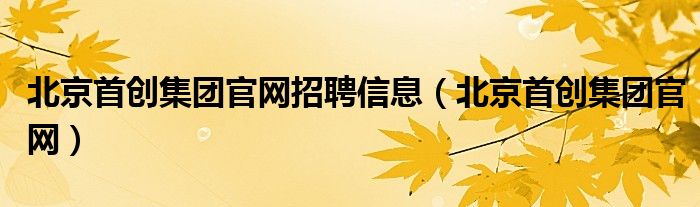 北京首创集团官网招聘信息（北京首创集团官网）