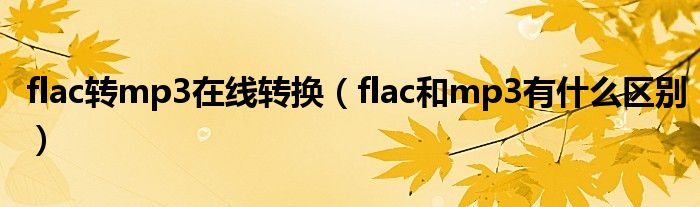 flac转mp3在线转换（flac和mp3有什么区别）