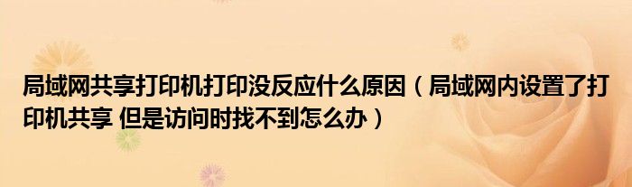 局域网共享打印机打印没反应什么原因（局域网内设置了打印机共享 但是访问时找不到怎么办）