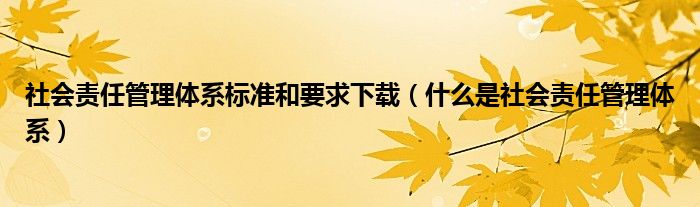 社会责任管理体系标准和要求下载（什么是社会责任管理体系）