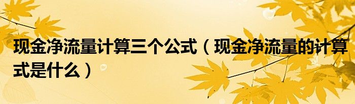 现金净流量计算三个公式（现金净流量的计算式是什么）