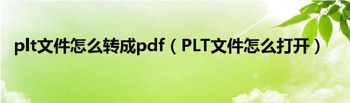 plt文件怎么转成pdf（PLT文件怎么打开）