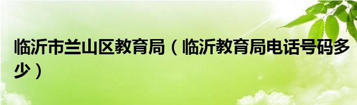 临沂市兰山区教育局（临沂教育局电话号码多少）