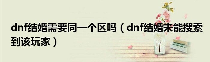 dnf结婚需要同一个区吗（dnf结婚未能搜索到该玩家）