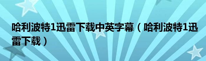 哈利波特1迅雷下载中英字幕（哈利波特1迅雷下载）