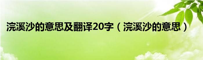 浣溪沙的意思及翻译20字（浣溪沙的意思）