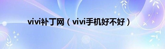 vivi补丁网（vivi手机好不好）