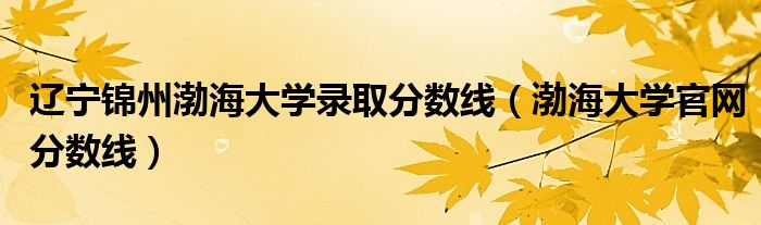 辽宁锦州渤海大学录取分数线（渤海大学官网分数线）