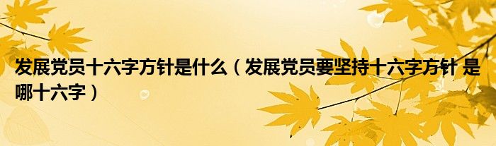 发展党员十六字方针是什么（发展党员要坚持十六字方针 是哪十六字）