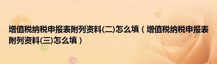 增值税纳税申报表附列资料(二)怎么填（增值税纳税申报表附列资料(三)怎么填）