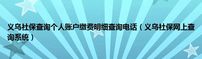 义乌社保查询个人账户缴费明细查询电话（义乌社保网上查询系统）