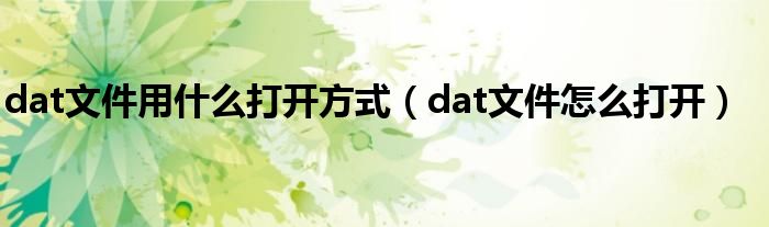 dat文件用什么打开方式（dat文件怎么打开）