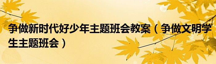 争做新时代好少年主题班会教案（争做文明学生主题班会）