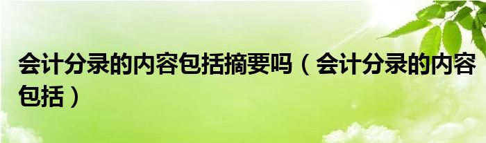 会计分录的内容包括摘要吗（会计分录的内容包括）