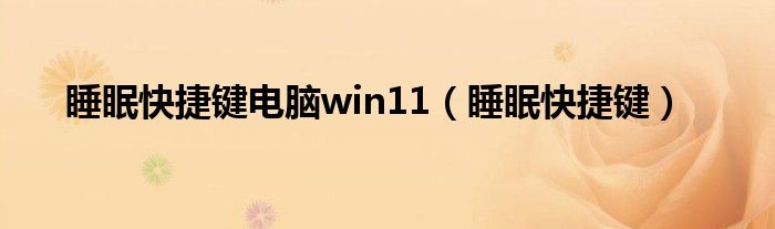 睡眠快捷键电脑win11（睡眠快捷键）