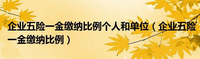 企业五险一金缴纳比例个人和单位（企业五险一金缴纳比例）