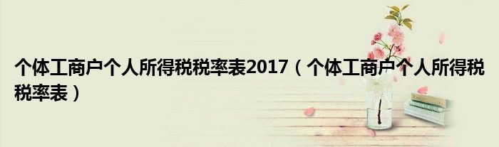 个体工商户个人所得税税率表2017（个体工商户个人所得税税率表）