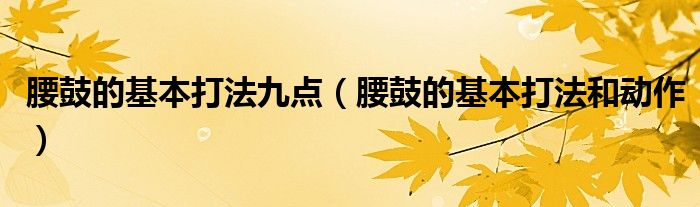 腰鼓的基本打法九点（腰鼓的基本打法和动作）