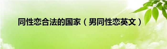 同性恋合法的国家（男同性恋英文）