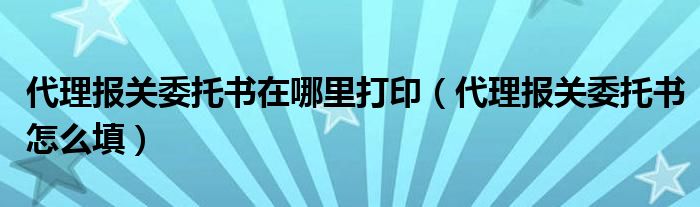 代理报关委托书在哪里打印（代理报关委托书怎么填）