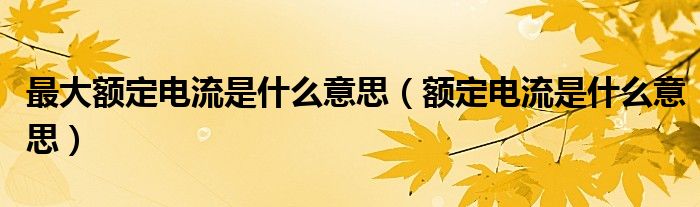 最大额定电流是什么意思（额定电流是什么意思）