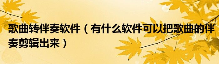 歌曲转伴奏软件（有什么软件可以把歌曲的伴奏剪辑出来）