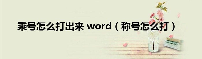 乘号怎么打出来 word（称号怎么打）