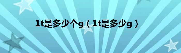 1t是多少个g（1t是多少g）