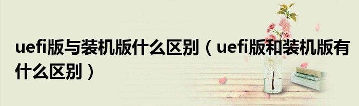 uefi版与装机版什么区别（uefi版和装机版有什么区别）