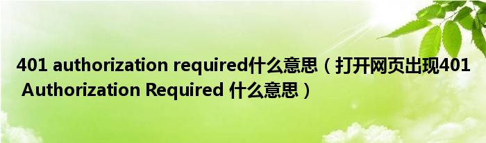 401 authorization required什么意思（打开网页出现401 Authorization Required 什么意思）