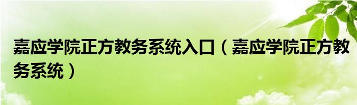 嘉应学院正方教务系统入口（嘉应学院正方教务系统）