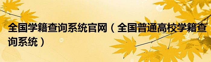 全国学籍查询系统官网（全国普通高校学籍查询系统）