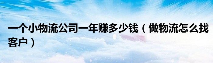 一个小物流公司一年赚多少钱（做物流怎么找客户）