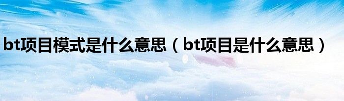 bt项目模式是什么意思（bt项目是什么意思）